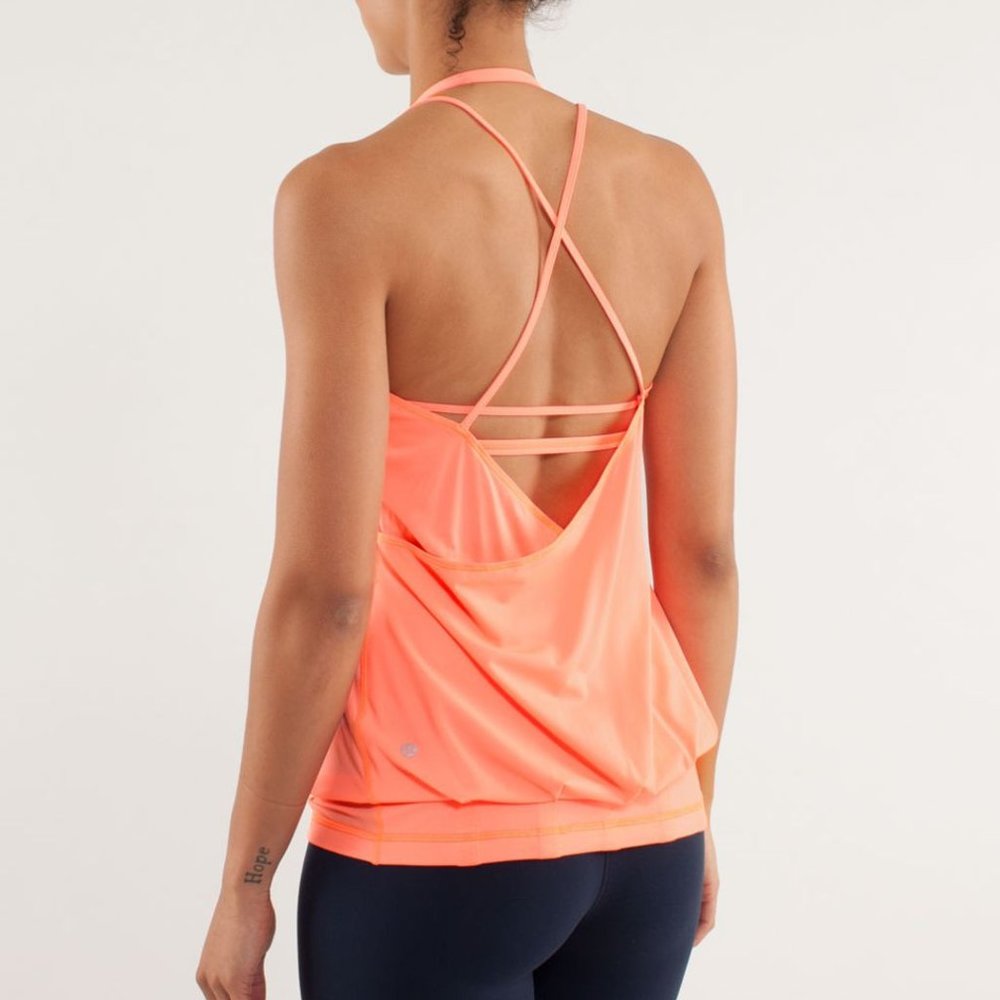 EUC Lululemon Flow And Go Tank II Pop Orange 4
